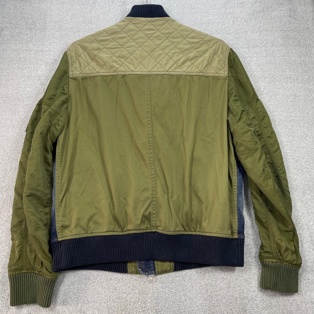 Iceberg Jacket Men XL Green Bomber Mixed Media Quilted Denim - Picture 2 of 11